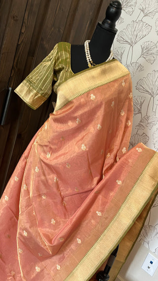 Tissue Beneras silk saree with contrast blouse online shopping usa