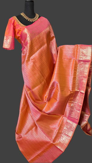 Orange kanchi pattu saree online usa 