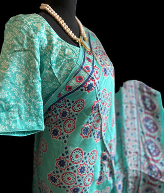 Silk pre stitched blouse kalamkari online usa