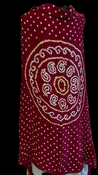 maroon Gajji silk bhandhani pure silk duppatta online