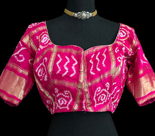 Dark Pink Bandhani silk blouse online usa