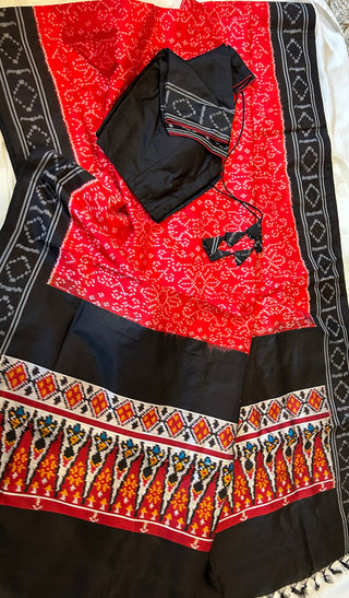 Red ikat silk saree online shopping usa