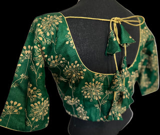 Lined padded blouses online usa Bottle Green silk blouses online USA