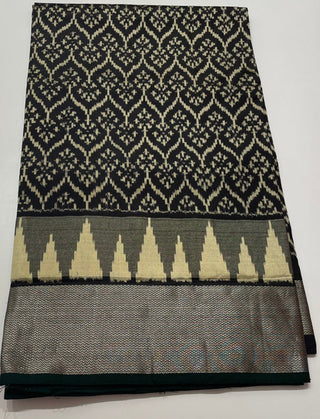 Black Patola silk saree with silver zari  online
