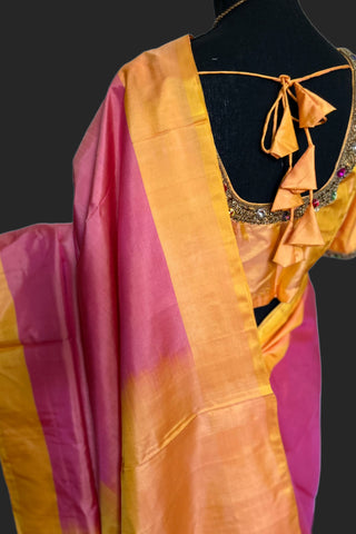 Plain kanchi pattu saree online usa pure kanjivaram silk saree online usa pure silk saree usa pink silk saree online usa gemstone embroidery blouse