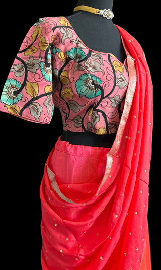 hand painted pen kalamkari blouses  Pen Kalamkari blouse online usa Pen kalamkari blouse with work  Kalamkari Blouse online shopping