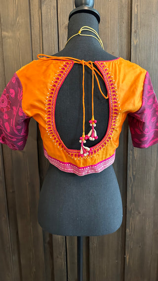 pure silk kalamkari Hand embroidered silk blouse readymade usa online