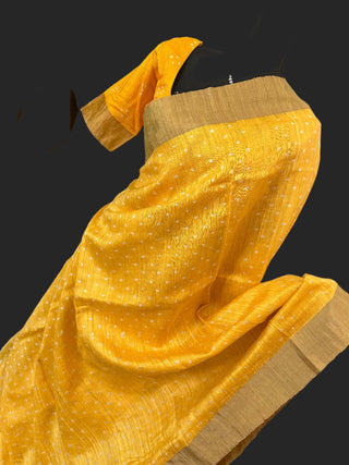 Bandhani silk saree yellow saree jute saree online usa