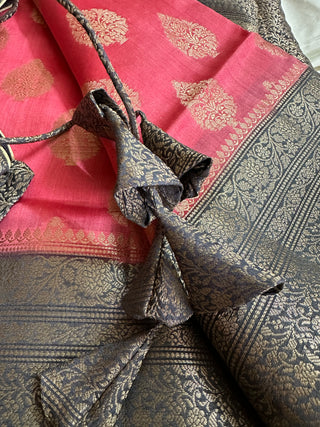 pink silver zari border saree online usa