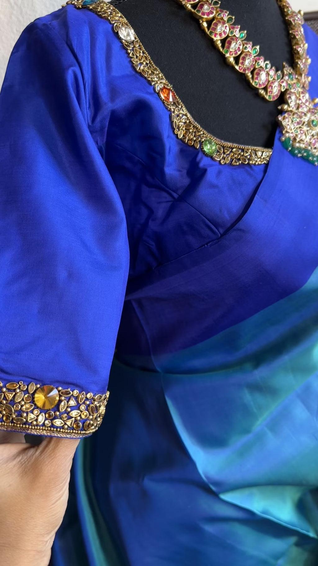 blue kanjivaram saree