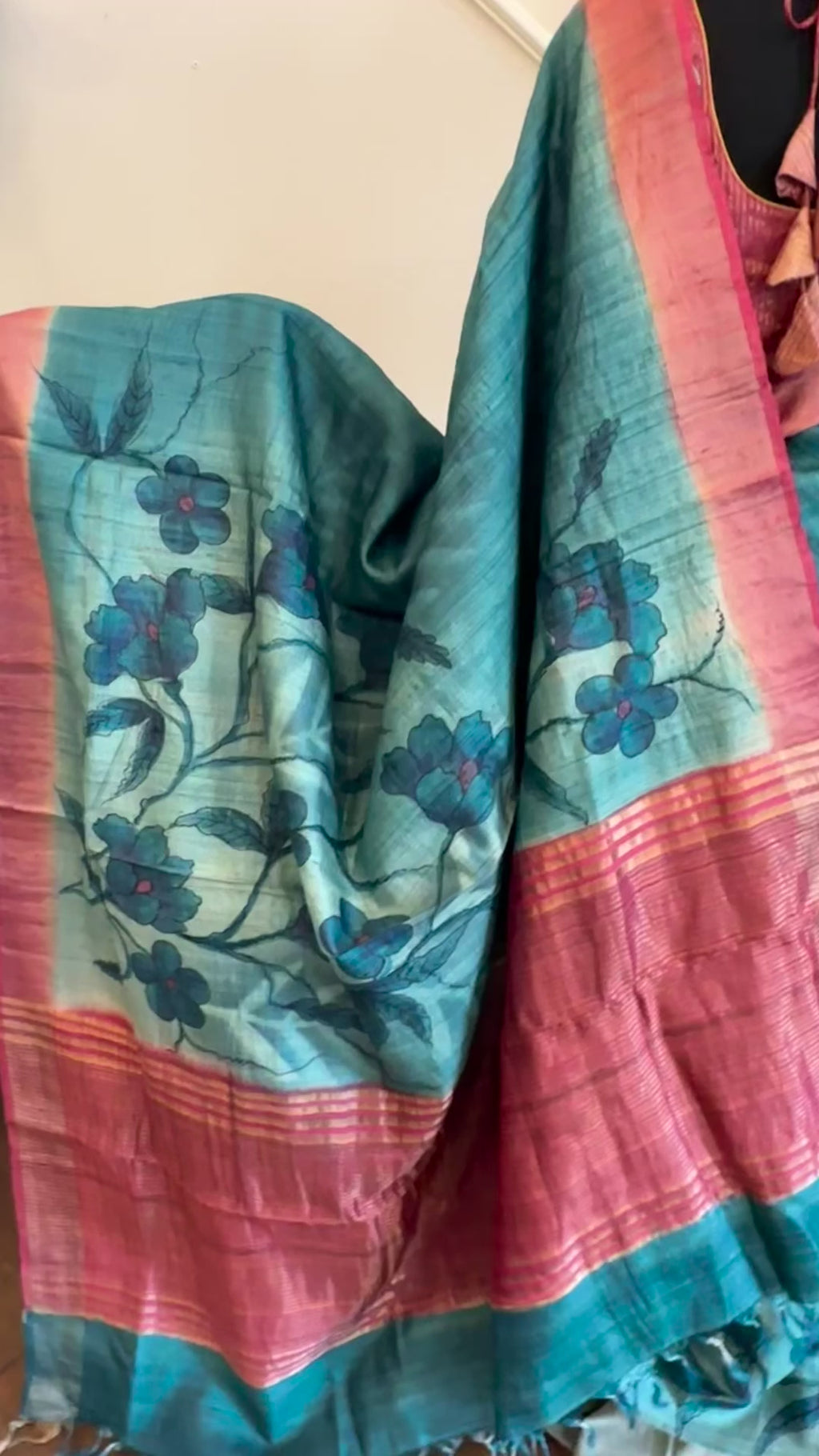 Pure tussar silk saree online usa party wear saree with zari borders