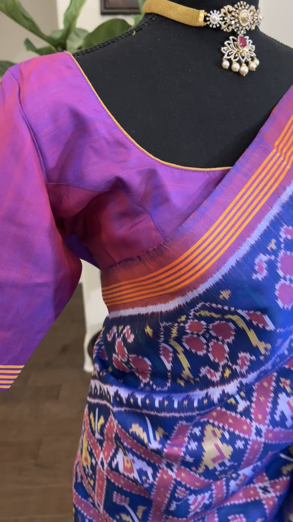Pure Patan Patola saree usa purple saree with prestitched blouse online usa