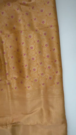 yellow katan benerasi silk saree online usa with stitched blouse indian wedding