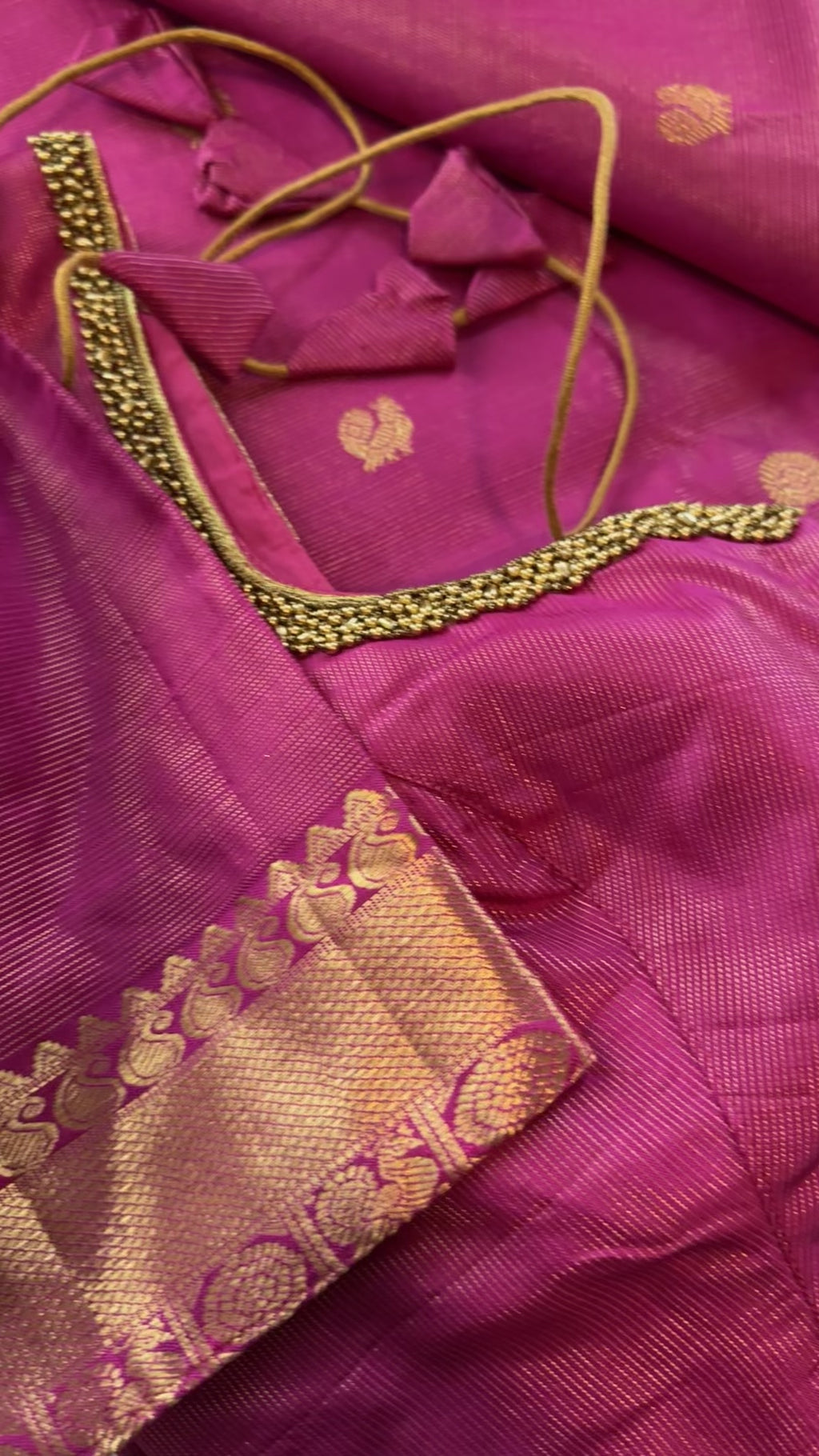 Pink vaira oosi kanchi pattu saree online shopping