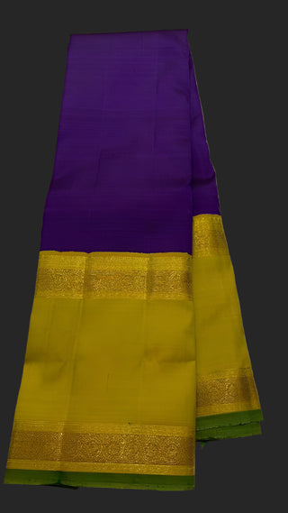 Purple kanchi pattu saree pure zari kanjivaram silk saree with prestitched Hand embroidered  blouse pett border