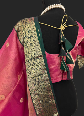 pure tissue silk saree online usa pink tissue saree usa saree with stitched blouse online usa 